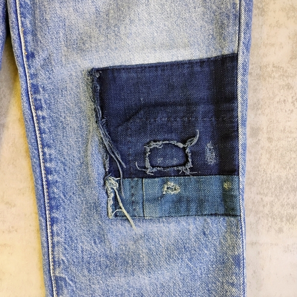 Anthropologie Pilcro Tonal High Rise Straight Crop Jeans Womens 26 Patch Boho - Picture 11 of 16